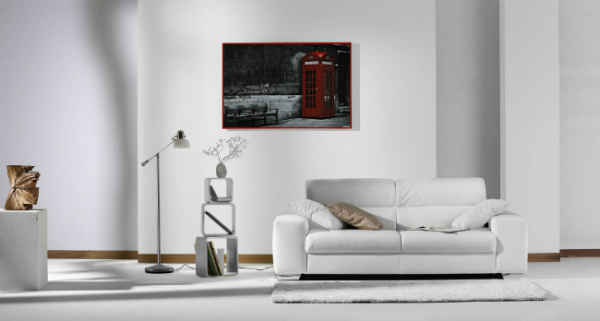 Lounge Heater with Telephone Box Image. Picture Panel Heaters by Heat My Space