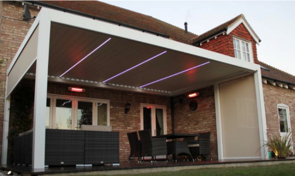 Tansun Bahama infrared heater under home awning