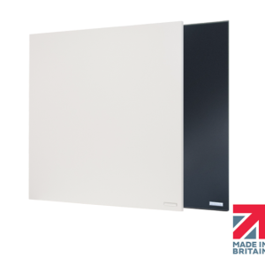 HC suspended ceiling panel heater showing white and black panels