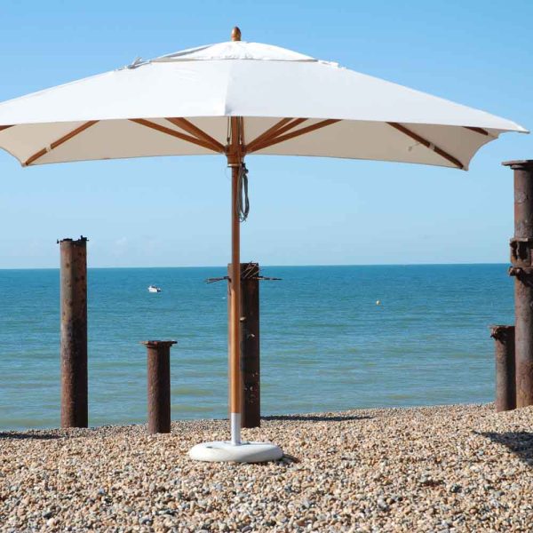 Tradewinds Classic 3.6m Square parasol in beach setting