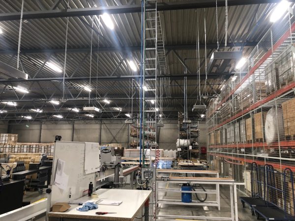 HERSCHEL POWER RANGE HEATER IRP4, SILVER, 3.2KW, SUSPENDED FROM CEILING IN WAREHOUSE 1